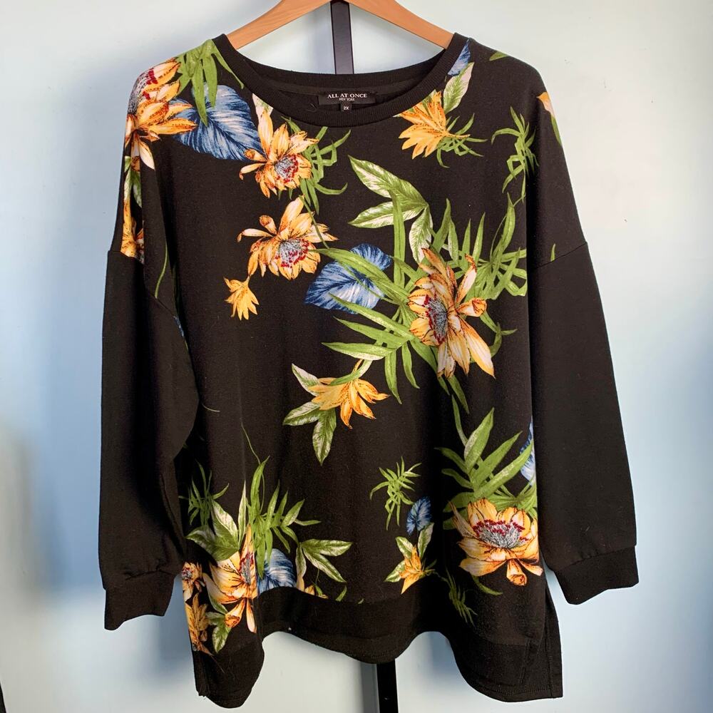 All At Once Tropical Floral Sweatshirt Size 2X